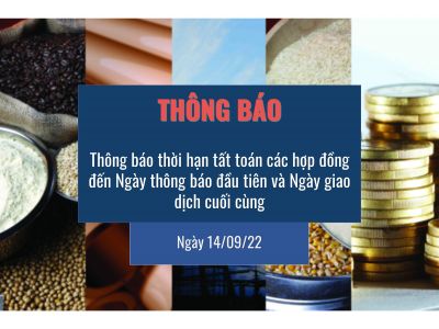 Thông báo thời hạn tất toán các hợp đồng đến Ngày thông báo đầu tiên và Ngày giao dịch cuối cùng 14/09