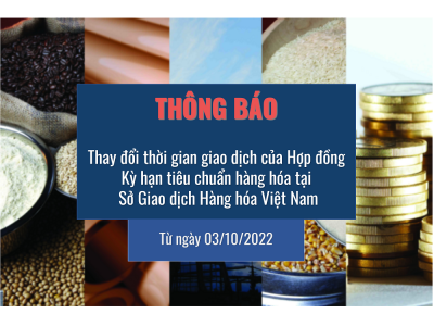 THÔNG BÁO: Thay đổi thời gian giao dịch của Hợp đồng Kỳ hạn tiêu chuẩn hàng hóa tại Sở Giao dịch Hàng hóa Việt Nam