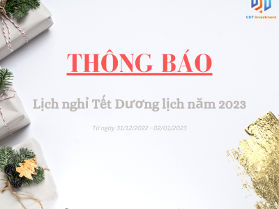 Thông báo: Lịch nghỉ Tết Dương lịch năm 2023