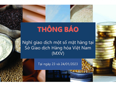 Thông báo: Nghỉ giao dịch một số mặt hàng tại Sở Giao dịch Hàng hóa Việt Nam (MXV)