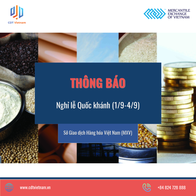 Thông báo nghỉ lễ Quốc Khánh 02/09 tại Sở Giao dịch Hàng hóa Việt Nam