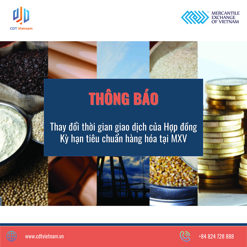 Thông báo Ban hành mức ký quỹ giao dịch hàng hóa và liên kỳ hạn mặt hàng Nông sản tại Sở Giao dịch Hàng hóa Việt Nam